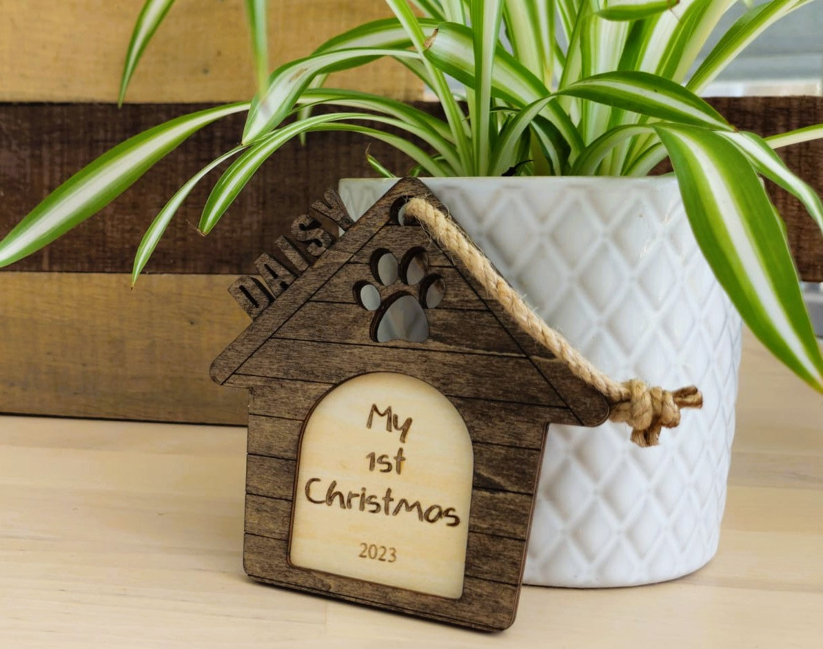 Personalised Dog's 1st Christmas Tree Ornament