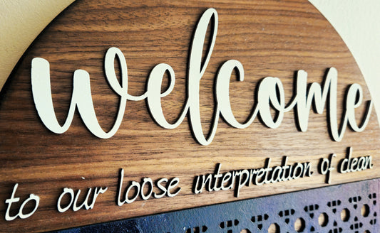 Walnut Funny "Welcome" Wall Art