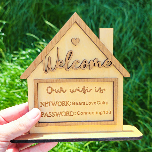 Cherry Two-Tone House WiFi Sign with Removable Stand