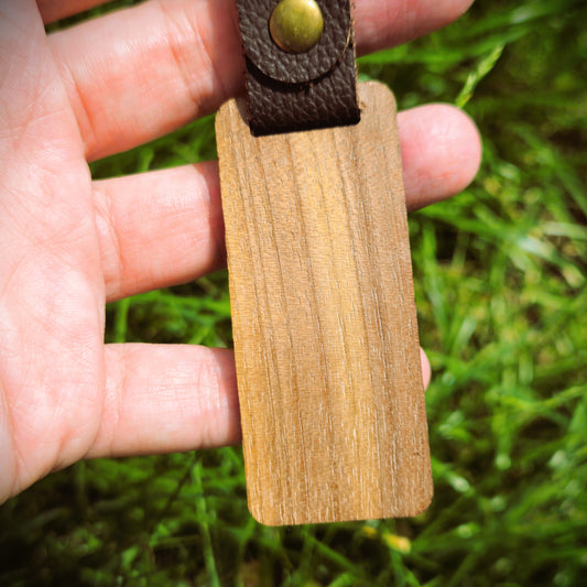 Walnut Camping Scene Wood Keychain