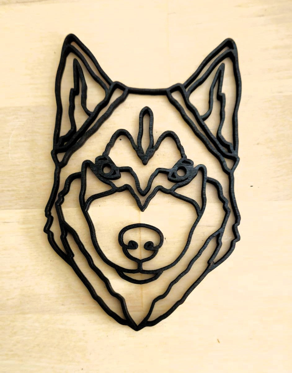 Geometric Dog Head Wooden Wall Décor