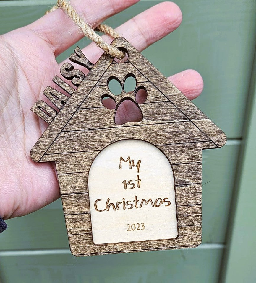Personalised Dog's 1st Christmas Tree Ornament
