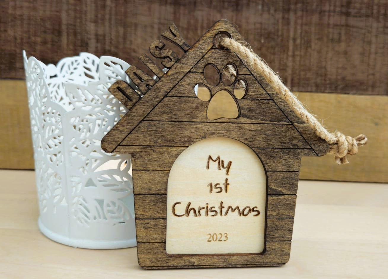 Personalised Dog's 1st Christmas Tree Ornament
