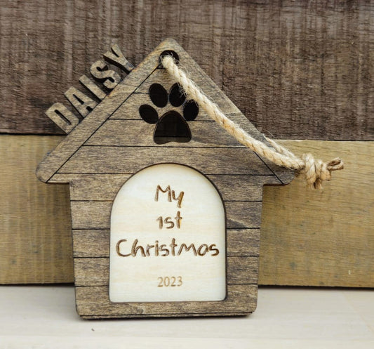 Personalised Dog's 1st Christmas Tree Ornament