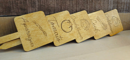Engraved Wooden Vegetable Garden Markers
