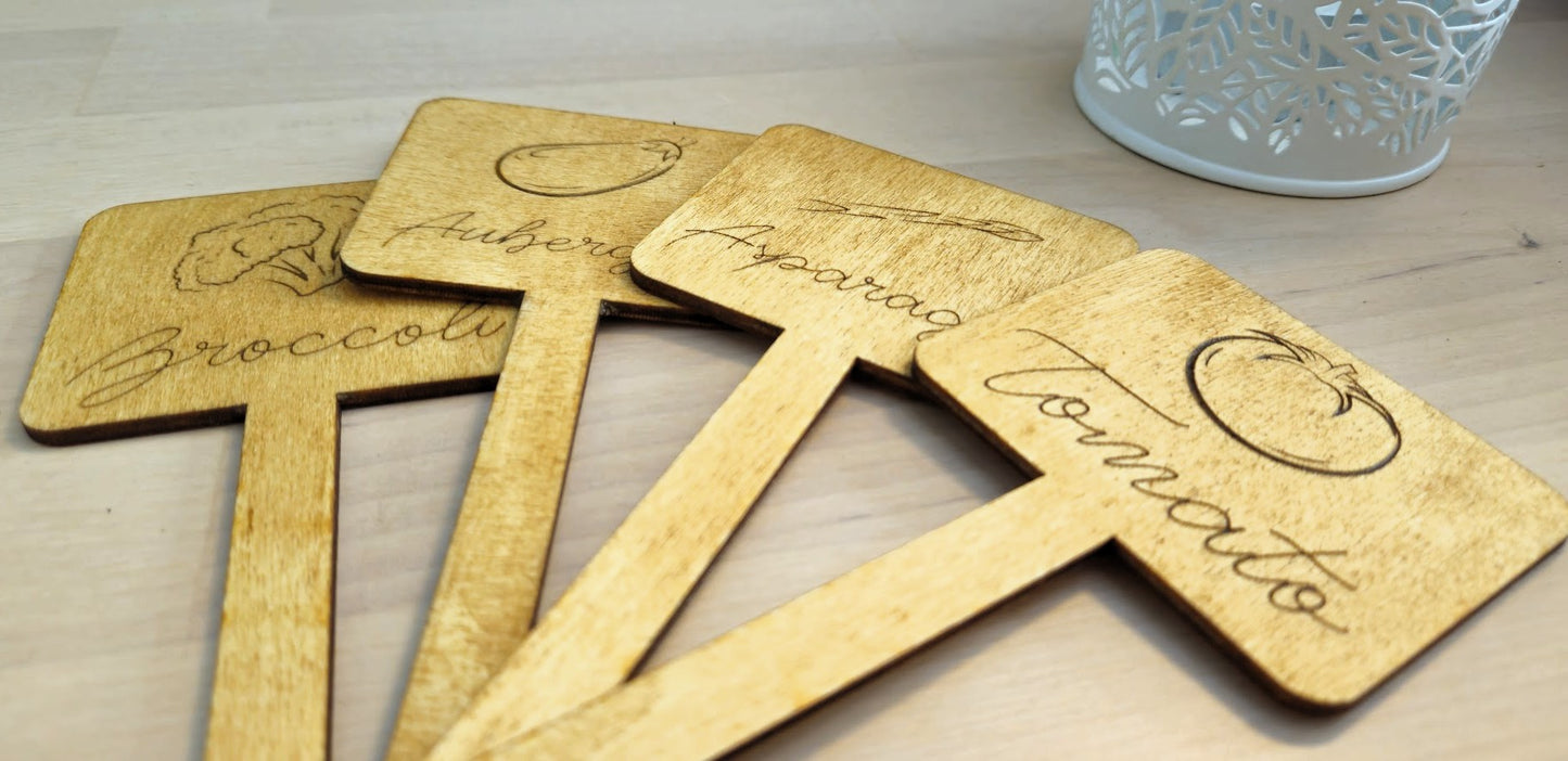 Engraved Wooden Vegetable Garden Markers