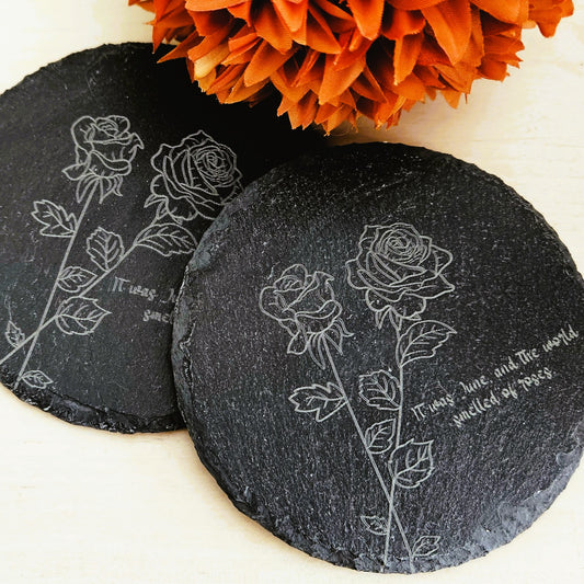 Birth Month Flower Slate Coasters