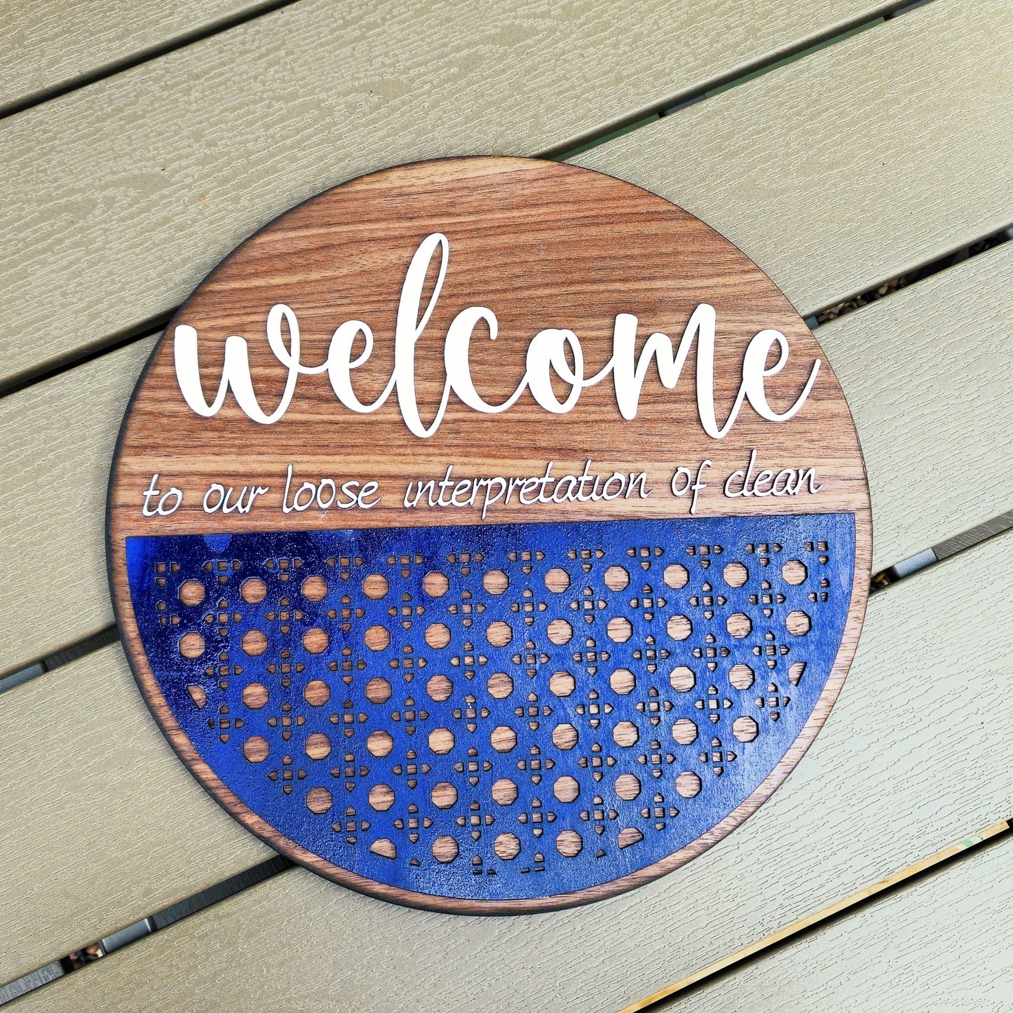 Funny "Welcome" Wood Wall Art