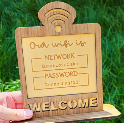 Wooden WiFi Welcome Sign