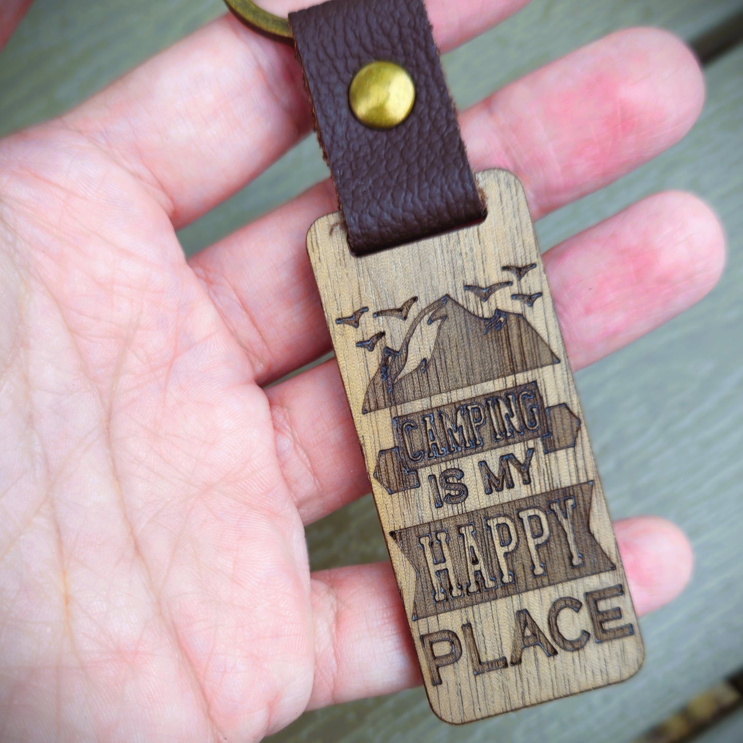 My Happy Place Camping Keychain