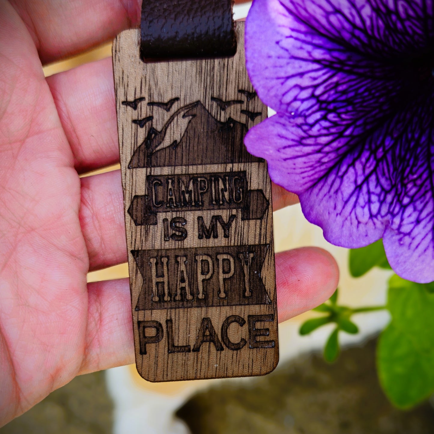My Happy Place Camping Keychain