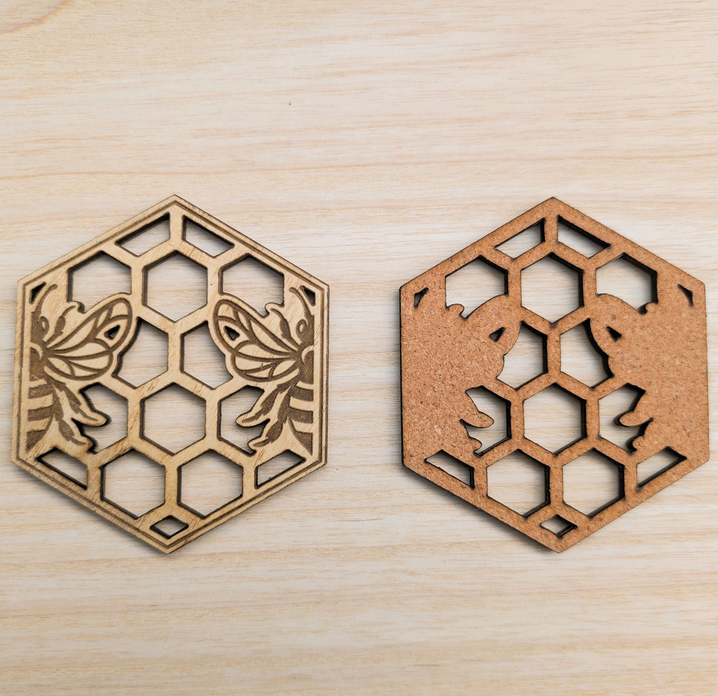 Hexagonal Honeycomb Bee Coaster Set with Holder