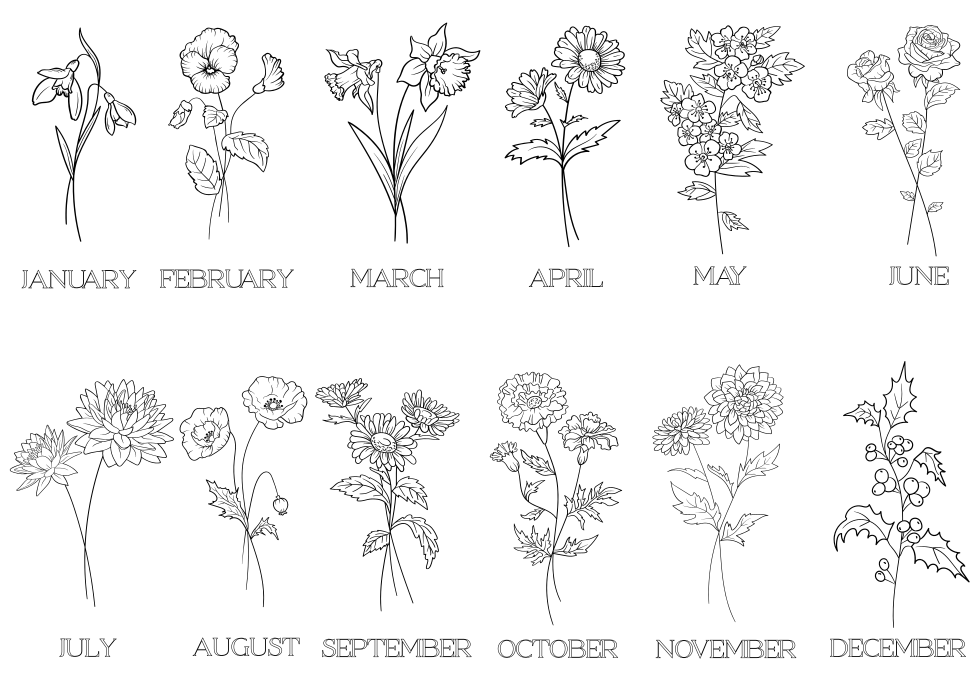 Birth Month Flower Slate Coasters