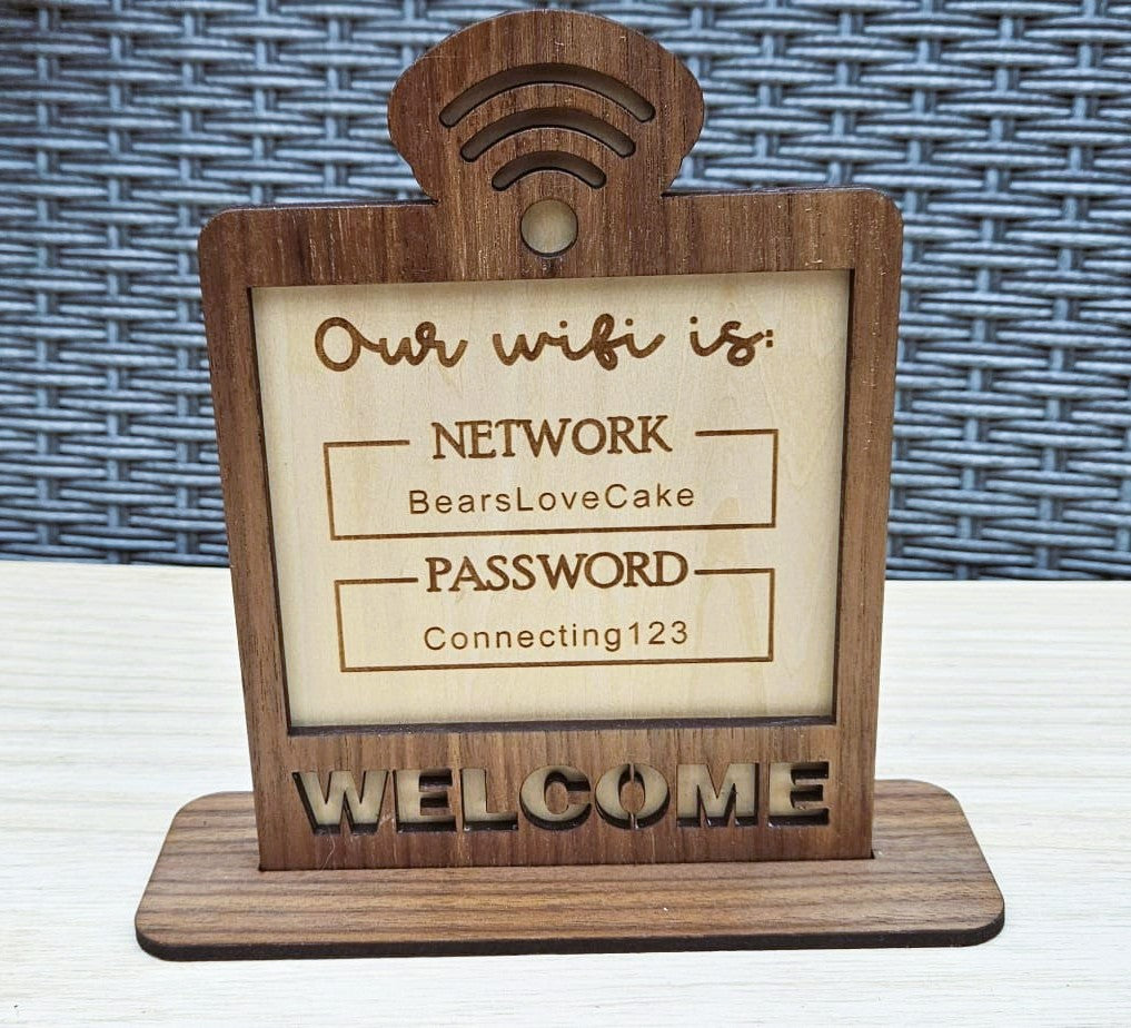 Wooden WiFi Welcome Sign