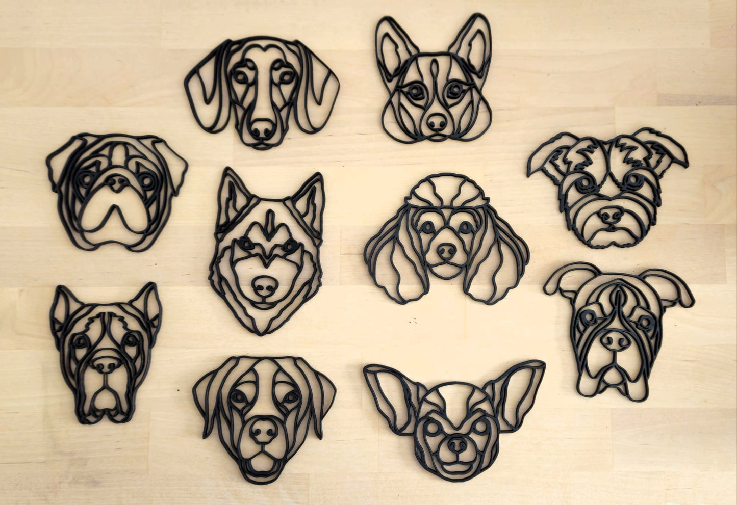 Geometric Dog Head Wooden Wall Décor