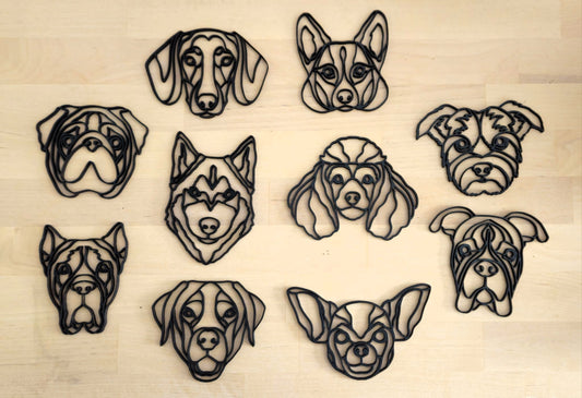 Geometric Dog Head Wooden Wall Décor