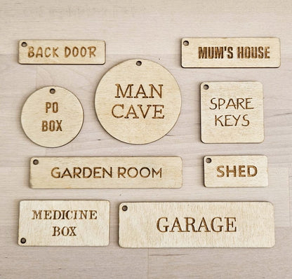 Personalised Wooden Keychain Organiser Tags