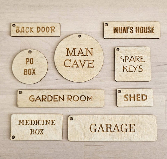 Personalised Wooden Keychain Organiser Tags